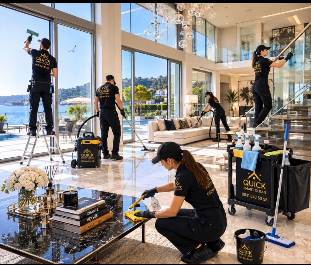 Quick Smart Clean ekibi lüks rezidansta kapsamlı profesyonel temizlik operasyonu yürütüyor